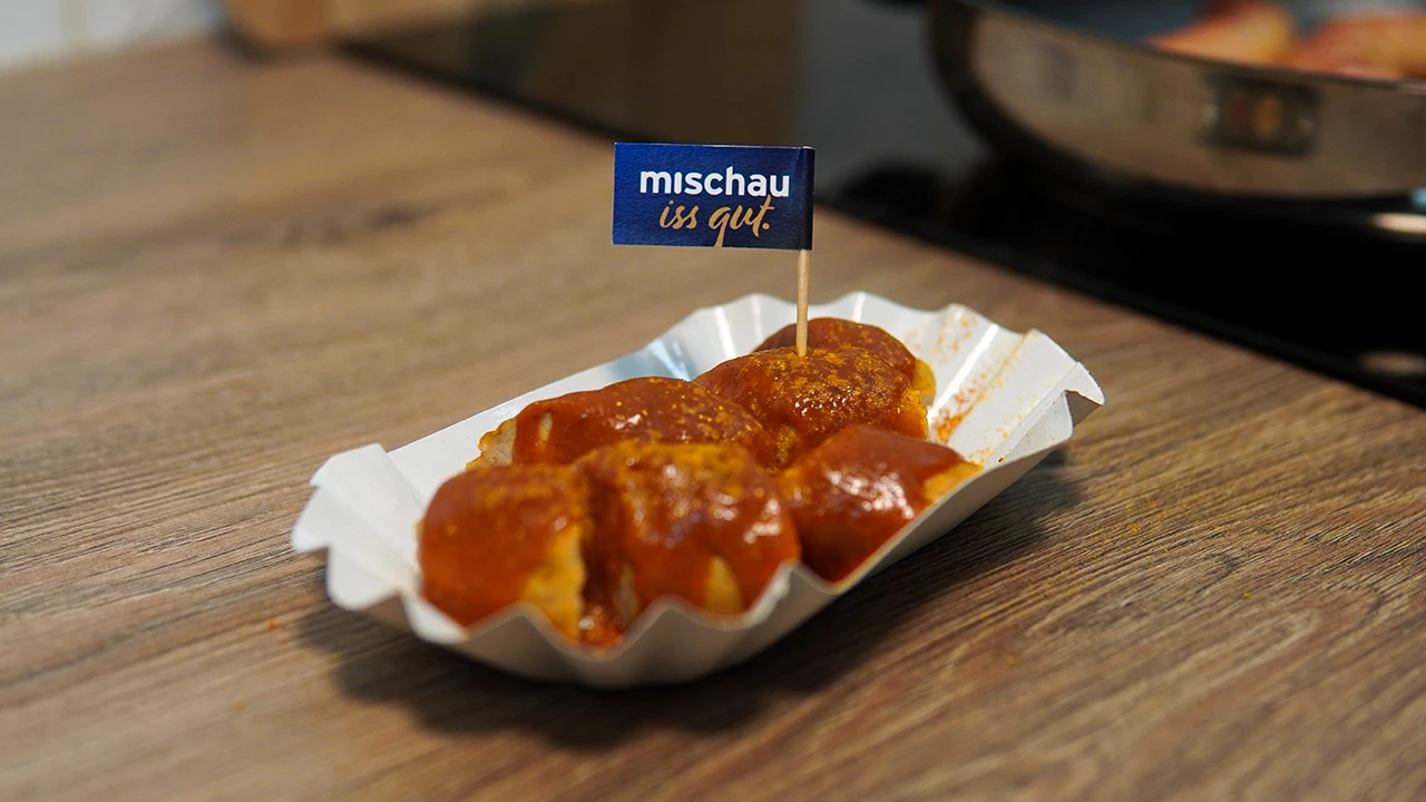 freshly made currywurst