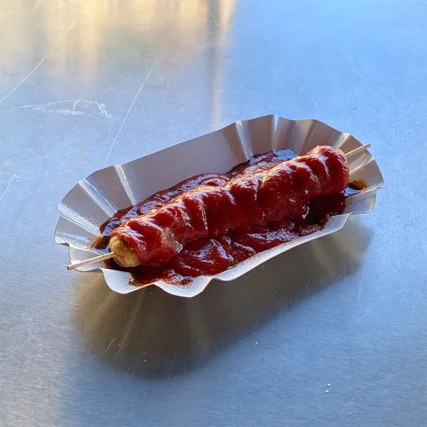 Currywurst without casing at Krasselt's Imbiss in Steglitz